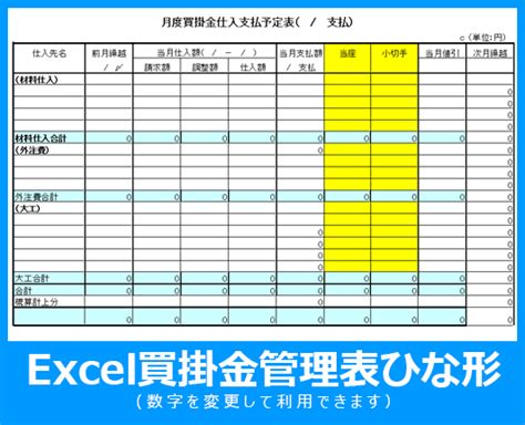 掛表|売掛金・買掛金・未払金の管理表作成方法についてご。